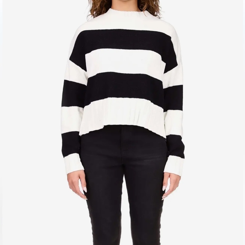 Sanctuary Black/White Stripe New Dream Stripe Sweater Oversized Knit Sz Medium